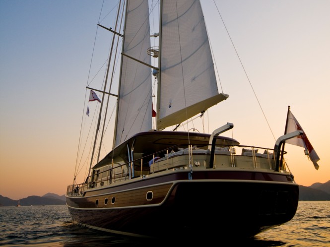 Sailing Yacht DAIMA - Aft at Sunseet